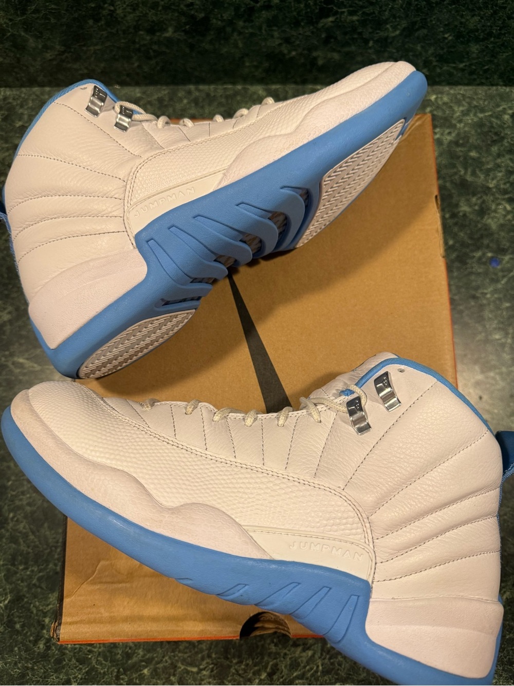 Jordan 12 Retro Melo - White and Light Blue Retro Basketball Shoes